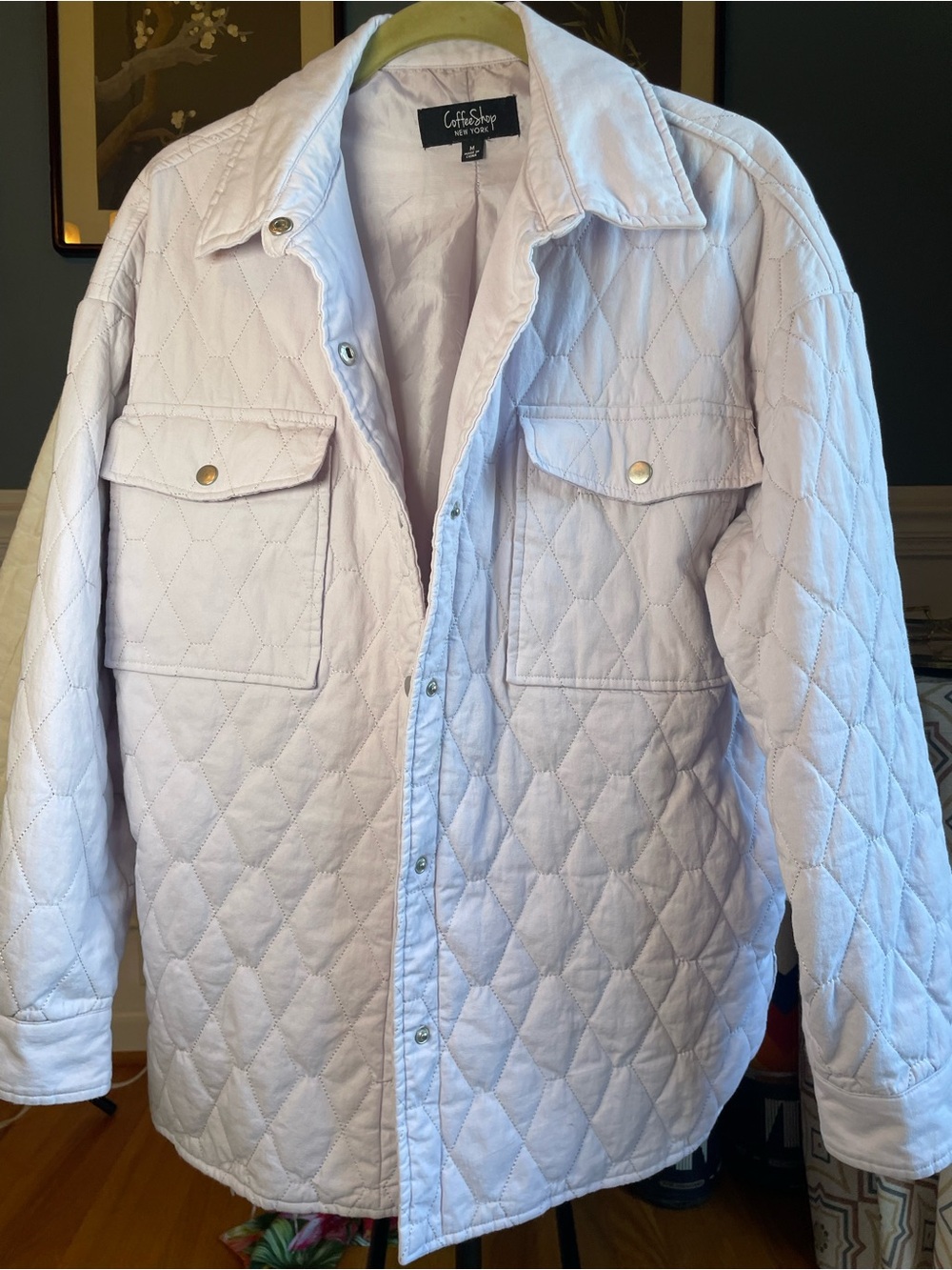 CoffeeShop Quilted Snap-Front Jacket in lilac - Picture 2 of 8
